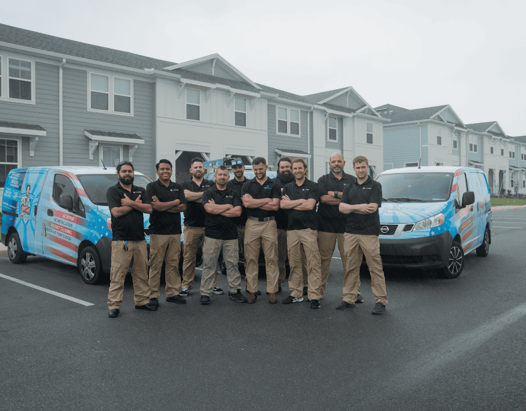 Air Titans professional managing air duct cleaning machine in a Winter Garden residence